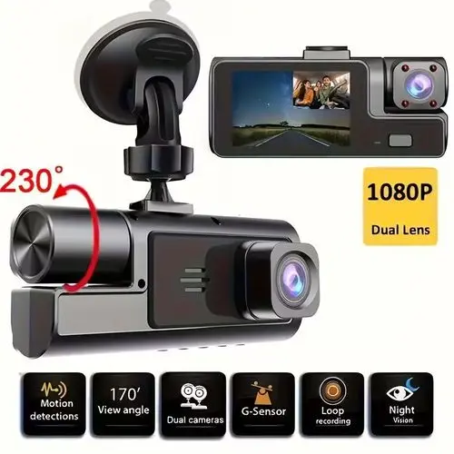 Beqqk 1080P Dual Dash Camera for Car Front and Inside Dashcam Car Security Video Recorder