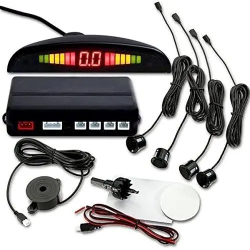 Backup Reverse Sensors Parking Radar System for Cars, 4 Parking Waterproof Detection Sensors LED Distance Display Warning Buzzer Alert Probe System